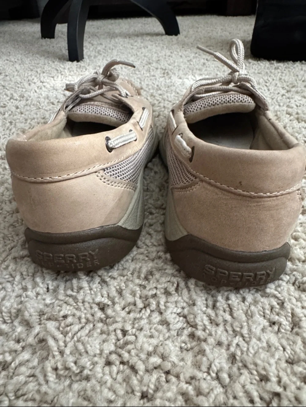 Sperry Kids Taupe Top-Sider Moccasins with Lace Detail